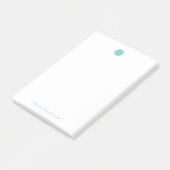 Post-it® Monogram Aqua Turquoise Modern Minimalist Simple (Incliné)