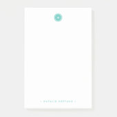 Post-it® Monogram Aqua Turquoise Modern Minimalist Simple (Devant)