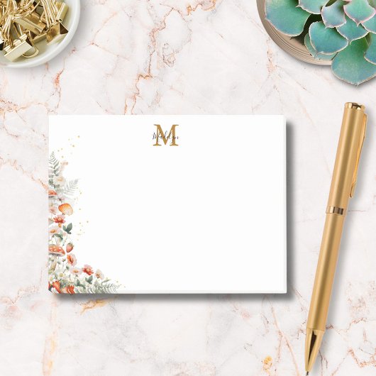 Post-it® Monogram Champignons Fleurs de la Forêt Floral bot