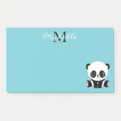 Post-it® Monogram Cute Panda Personnalisé Bubble Gum Bleu (Devant)