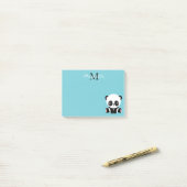 Post-it® Monogram Cute Panda Personnalisé Bubble Gum Bleu (Sur un bureau)