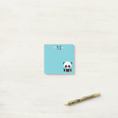 Post-it® Monogram Cute Panda Personnalisé Bubble Gum Bleu (Sur un bureau)