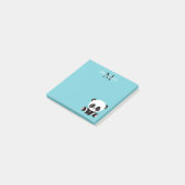 Post-it® Monogram Cute Panda Personnalisé Bubble Gum Bleu (Incliné)