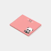 Post-it® Monogram Cute Panda Rose Nom personnalisé (Incliné)
