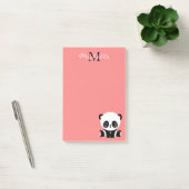 Post-it® Monogram Cute Panda Rose Nom personnalisé (Bureau)