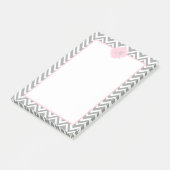 Post-it® Monogram Grey et blanc Chevron avec Pastel Pink (Incliné)