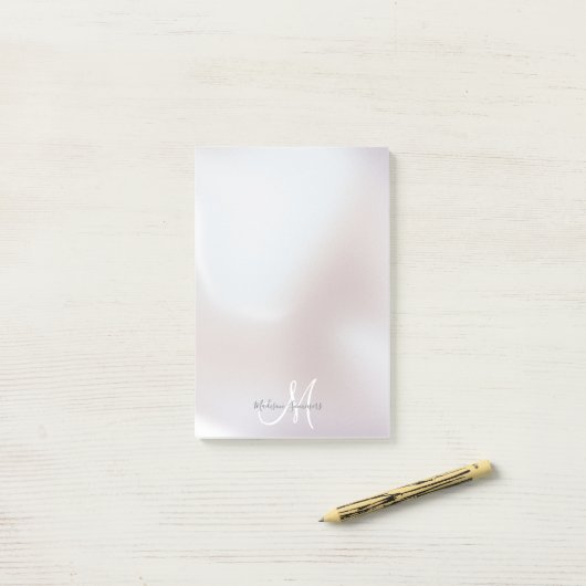 Post-it® Monogram Iridescente Pearl Shimmer Post It Notes (Sur un bureau)