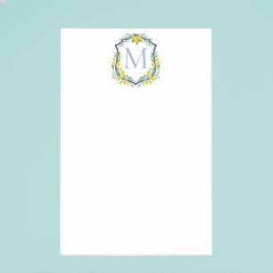 Post-it® Monogram Lemon Crest, Blue and White Custom