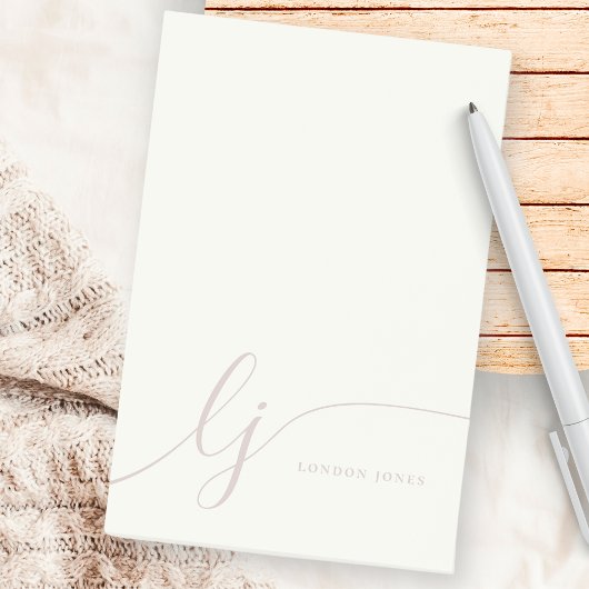 Post-it® Monogram Modern Minimal Feminine Rose Pink Ivory