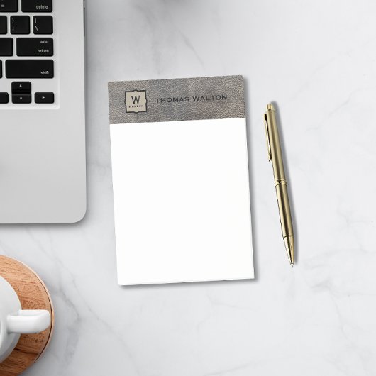 Post-it® Monogram Name Genuine Cowhide Leather Look