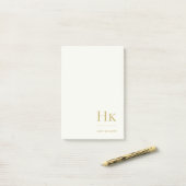 Post-it® Monogram Simple Modern Ivory Gold Monogrammed (Sur un bureau)