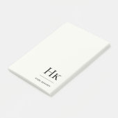 Post-it® Monogram Simple Modern Ivory White Monogrammed (Incliné)