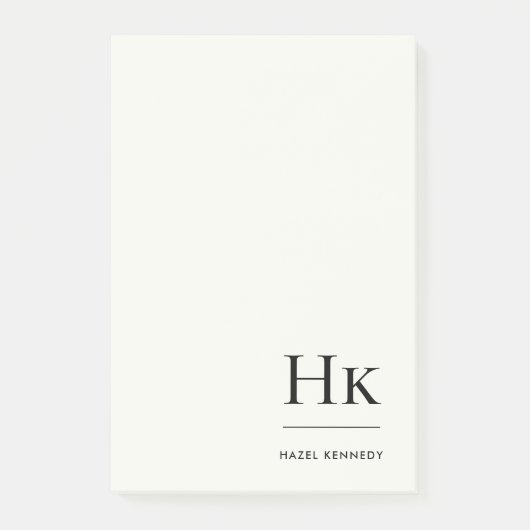 Post-it® Monogram Simple Modern Ivory White Monogrammed (Devant)