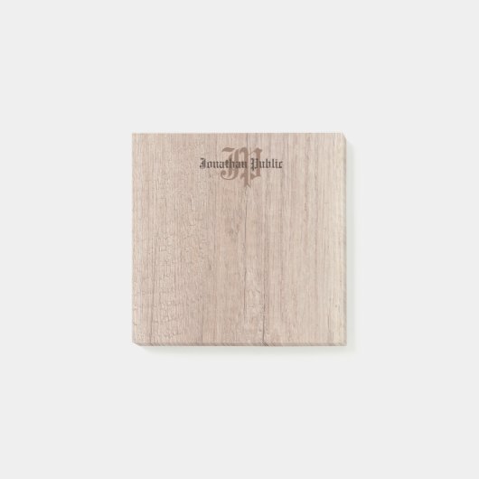 Post-it® Monogram Wood Look Old Style Script Modèle (Devant)