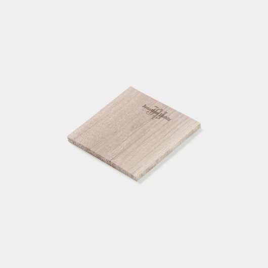 Post-it® Monogram Wood Look Old Style Script Modèle (Incliné)