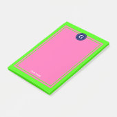 Post-it® Monogramme 1 I encadré rose chaud Navy (Incliné)