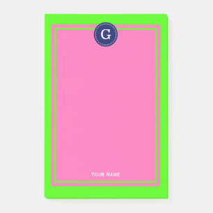 Post-it® Monogramme 1 I encadré rose chaud Navy