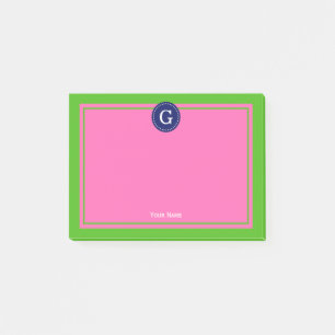 Post-it® Monogramme 1 I encadré rose chaud Navy