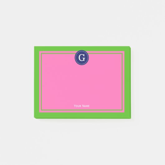 Post-it® Monogramme 1 I encadré rose chaud Navy (Devant)