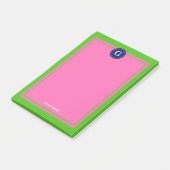 Post-it® Monogramme 1 I encadré rose chaud Navy (Incliné)