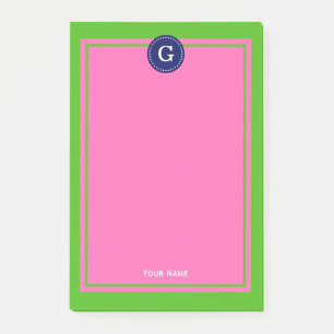 Post-it® Monogramme 1 I encadré rose chaud Navy