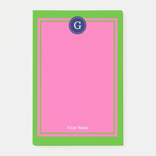 Post-it® Monogramme 1 I encadré rose chaud Navy (Devant)