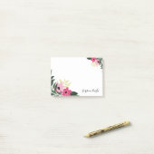 Post-it® Monogramme à bordure florale chic (Sur un bureau)