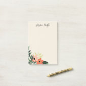 Post-it® Monogramme à bordure florale chic (Sur un bureau)
