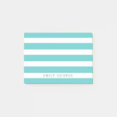 Post-it® Monogramme à rayures classiques turquoise et blanc (Devant)