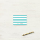 Post-it® Monogramme à rayures classiques turquoise et blanc (Sur un bureau)