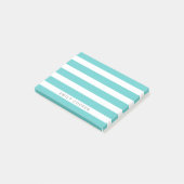 Post-it® Monogramme à rayures classiques turquoise et blanc (Incliné)