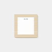 Post-it® Monogramme à rayures dorées classiques (Devant)