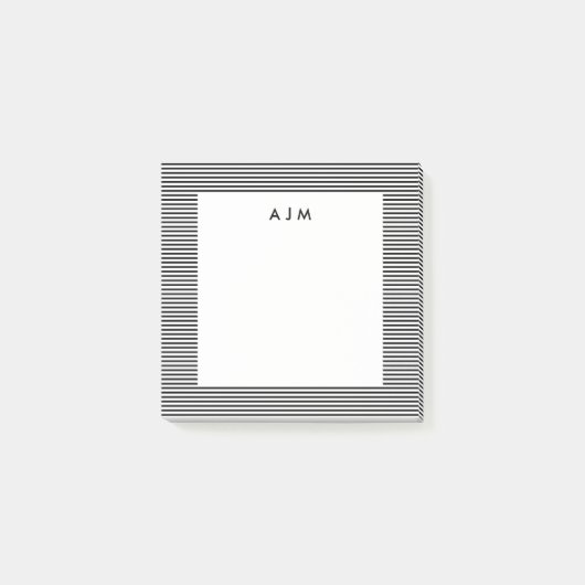 Post-it® Monogramme à rayures noires classiques (Devant)