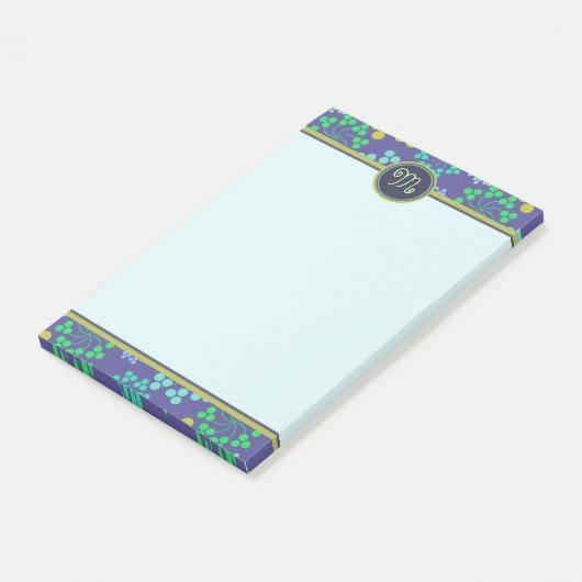 Post-it® Monogramme Abstrait Funky Blue Floral (Incliné)