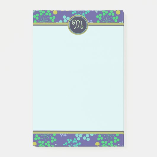 Post-it® Monogramme Abstrait Funky Blue Floral (Devant)
