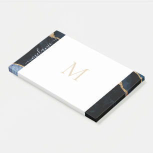 Post-it® Monogramme Agate Marine Blue Gold Parties scintill