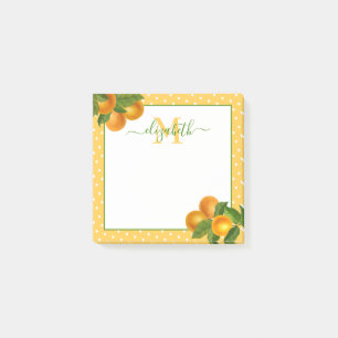 Post-it® Monogramme agrumes oranges aquarelles points rusti