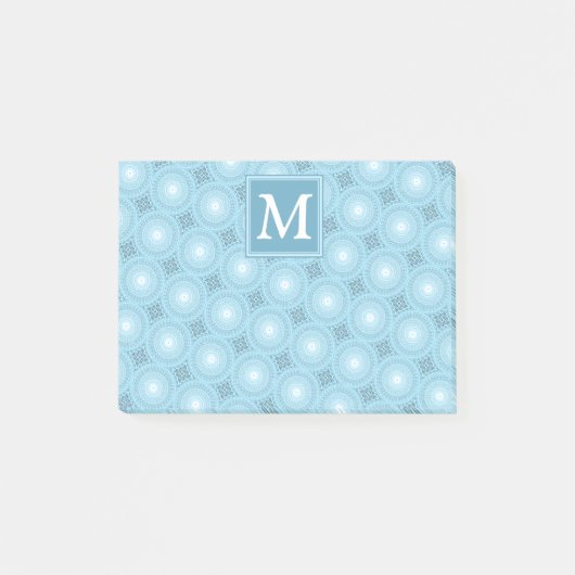 Post-it® Monogramme ange bleu cercles motif (Devant)