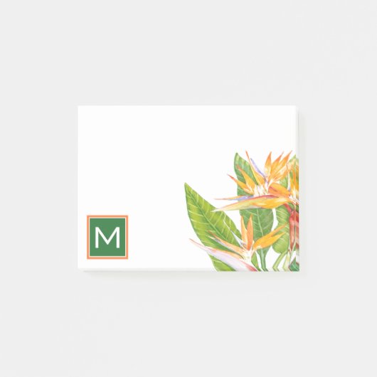 Post-it® Monogramme | Aquarelle de fleurs exotiques (Devant)