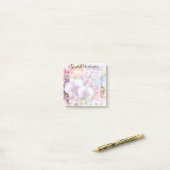 Post-it® Monogramme aquarelle florale fleurs d'orchidée ros (Sur un bureau)