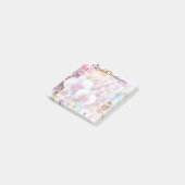 Post-it® Monogramme aquarelle florale fleurs d'orchidée ros (Incliné)