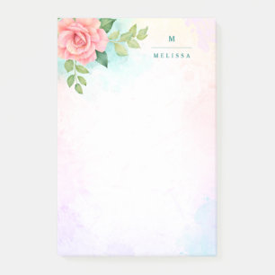 Post-it® Monogramme Aquarelle Turquoise Ombre Rose rose