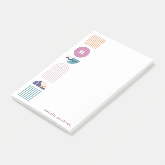 Post-it® Monogramme arc-en-ciel géométrique Notes post-it - (Incliné)