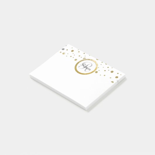 Post-it® Monogramme argent et or Confetti (Incliné)