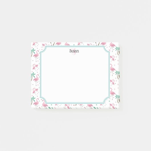 Post-it® Monogramme atomique de style de Flamants roses et (Devant)