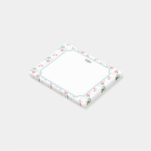 Post-it® Monogramme atomique de style de Flamants roses et (Incliné)