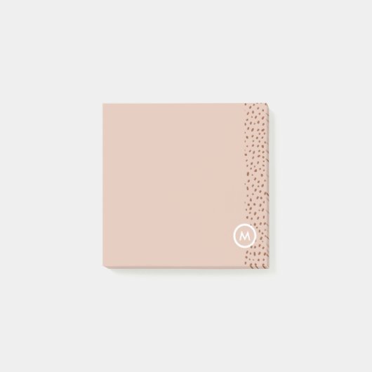 Post-it® Monogramme beige tendance avec Boho en terre cuite (Devant)
