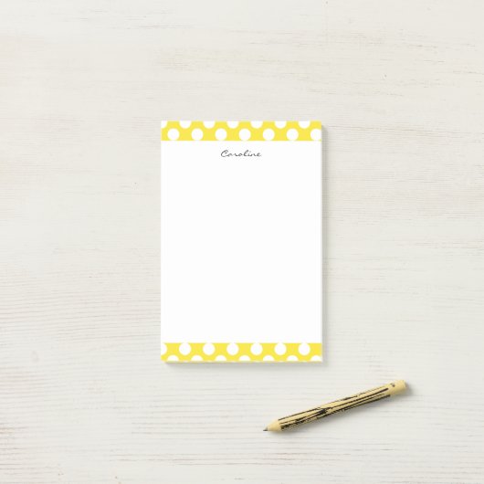Post-it® Monogramme Blanc Jaune Tendance Motif de Poche Fun (Sur un bureau)