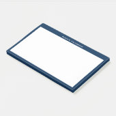 Post-it® Monogramme blanc ou nom sur bordure bleu marine (Incliné)