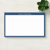 Post-it® Monogramme blanc ou nom sur bordure bleu marine (Bureau)